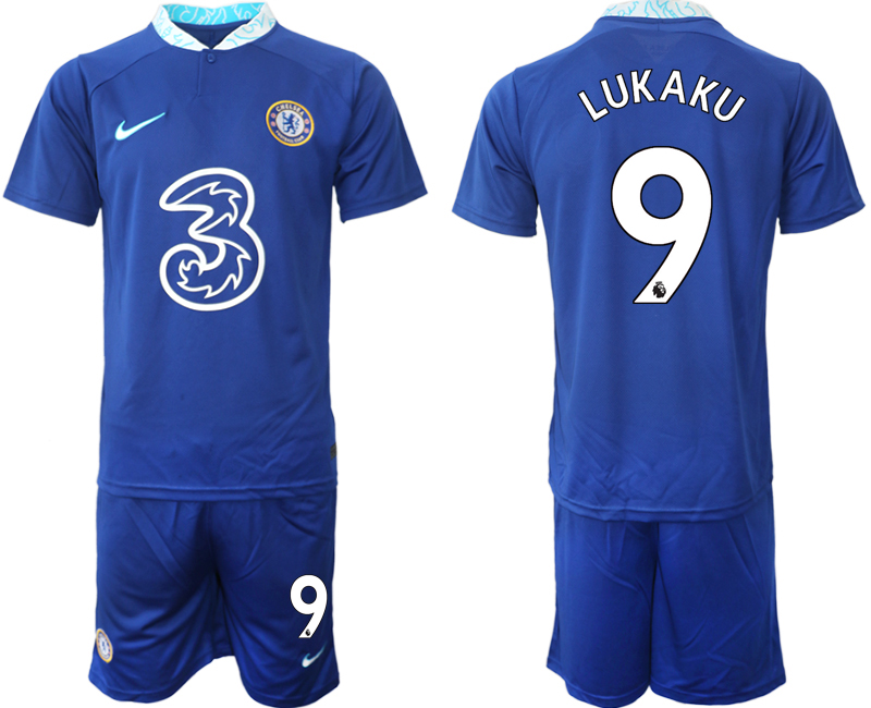 LUKAKU #9 Chelsea Hemmatröja Herr 2022-23 Kortärmad + Korta byxor