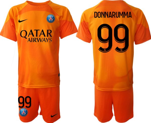 DONNARUMMA #99 Paris Saint-Germain PSG Målvakt Tröja Herr 2022-23 orange Fotbollströja Set