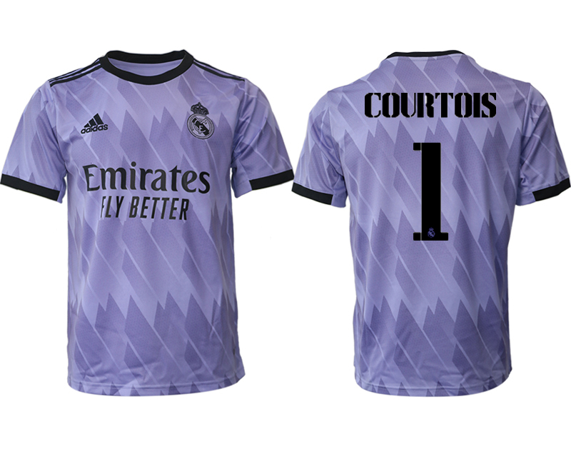 Real Madrid Bortatröja Herr 2023 Kortärmad Fotbollströjor med tryck COURTOIS 1