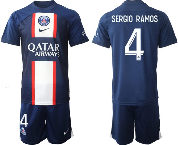 SERGIO RAMOS #4 Paris Saint-Germain PSG Hemmatröja Herr 2023 Kortärmad + Korta byxor