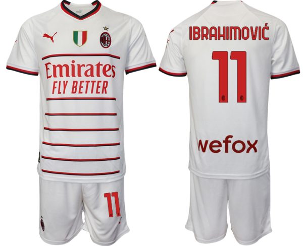 IBRAHIMOVIĆ #11 Billiga Fotbollströjor AC Milan Bortatröja Herr 2023 Kortärmad + Korta byxor