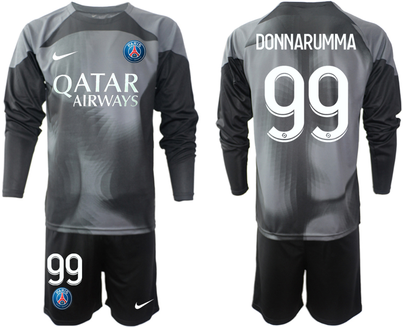 Paris Saint-Germain PSG 2023 Målvaktströja Herr svart Fotbollströja Set med tryck DONNARUMMA 99