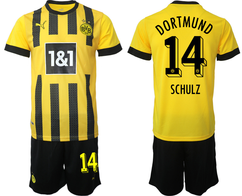 Fotbollsset Herr Borussia Dortmund BVB Hemmatröja 2023 Kortärmad + Korta byxor SCHULZ 14