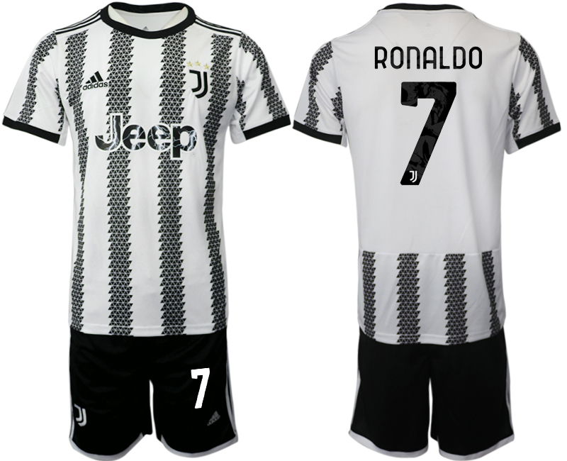 Fotbollsset Herr Juventus Hemmatröja 2022-23 Kortärmad + Korta byxor RONALDO 7